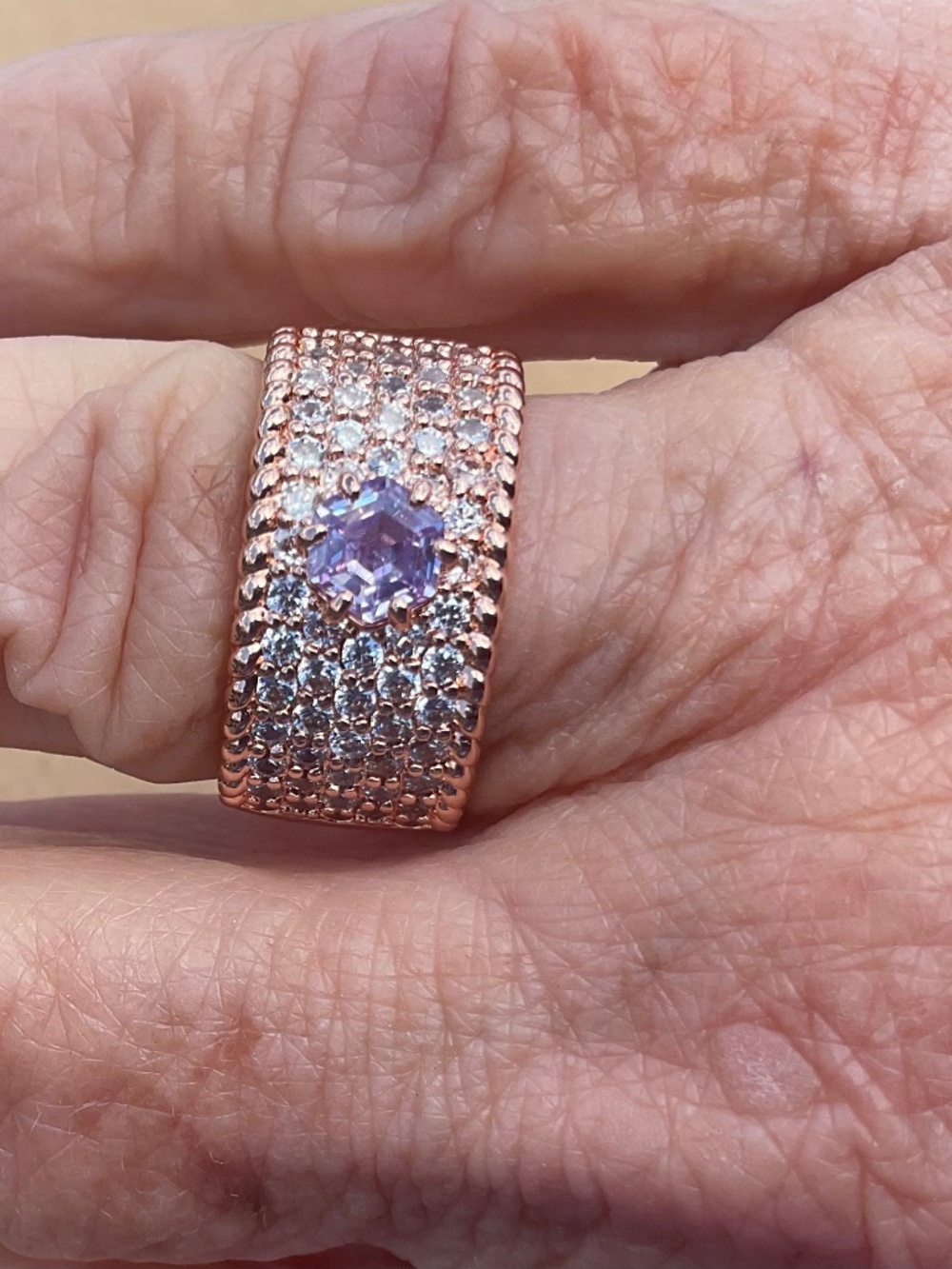 Bomb Party Ring She’s Beauty and Grace Lavender Tanzanite CZ Rose Gold sz 7 new